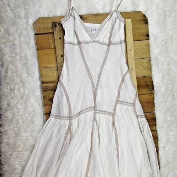 Armani Exchange Dresses & Skirts - Armani White and Tan Stitched A Line Dress